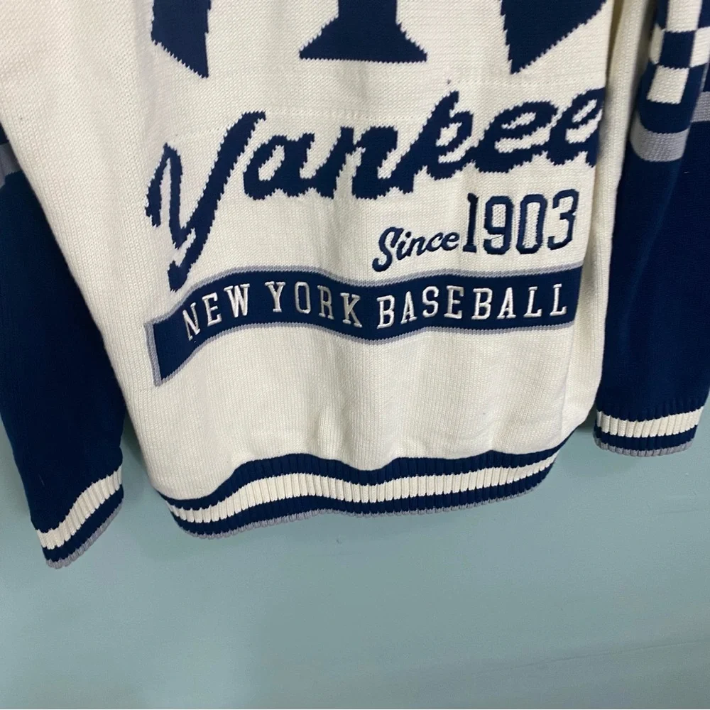 Anthropologie The Wild Collective NY Yankees MLB‎ Cotton Cardigan Sweater XL